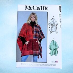 NEW McCalls M8347 Women's Fashion Poncho Sewing Pattern UNOPENED